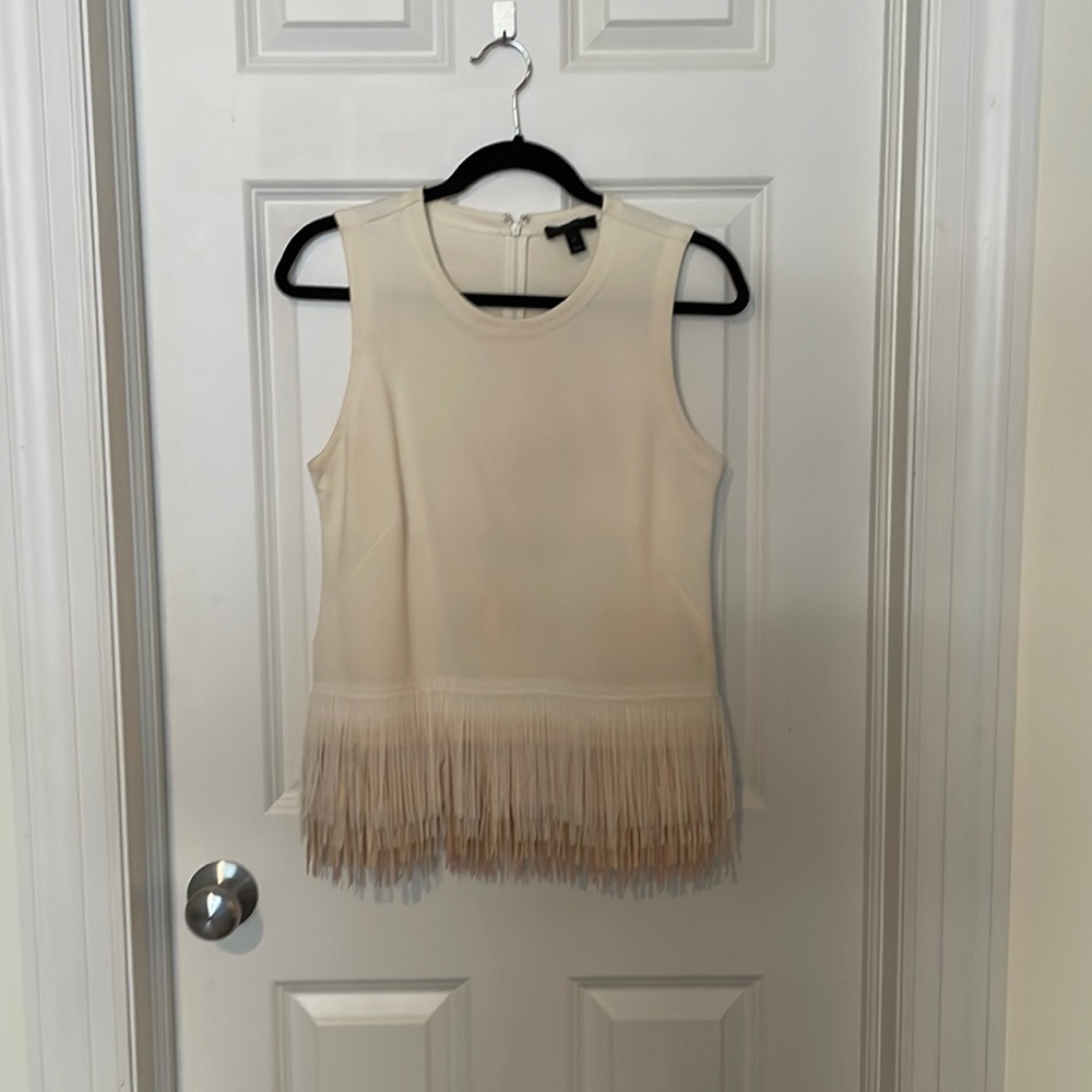 J.Crew Sleeveless White Cream Fringe Detail S Tank Top NEW